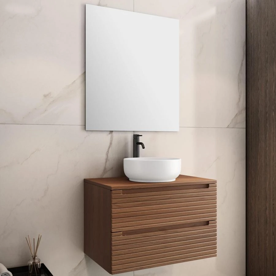 Walnut Grain Wall Bathroom Vanity Walnut Grain Wall Bathroom Vanity